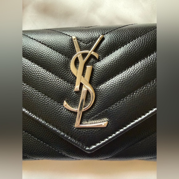 YSL Saint Laurent Large Monogram Flap Wallet Grain De Poudre Leather, Black - Picture 7 of 7